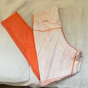 BJX Columbian sports leggings in orange and white.